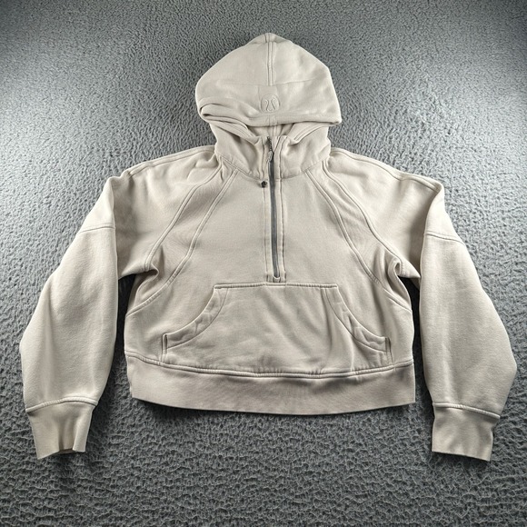 lululemon athletica Tops - Lululemon Scuba Hoodie Womens XS/S Half Zip Pullover Cropped Fleece Cream Beige